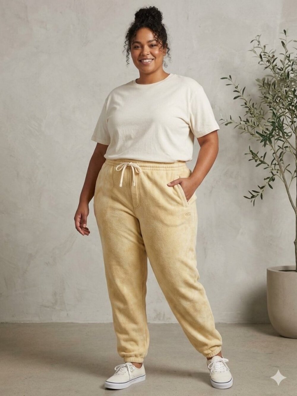 Vans Relaxed Fit Comfy Sweats Cream Size XXL Athleisure Cozy Soft Neutral Casual